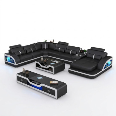 Corner sofa upholstery corner sofa U-shape coffee table sideboard leather sofa living landscape new