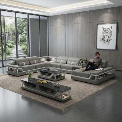 U-shaped living landscape corner sofa coffee table sideboard design 3-piece living landscape