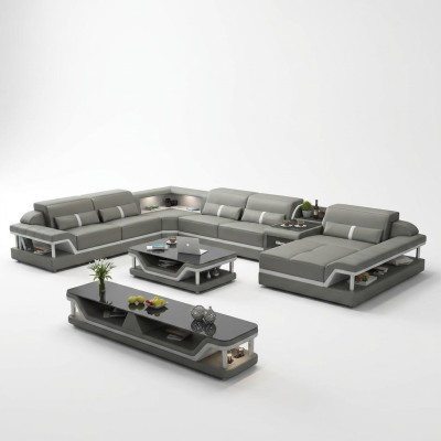 U-shaped living landscape corner sofa coffee table sideboard design 3-piece living landscape