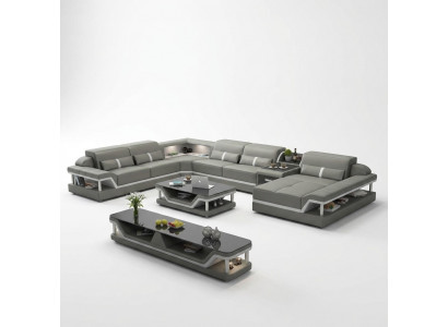 U-shaped living landscape corner sofa coffee table sideboard design 3-piece living landscape