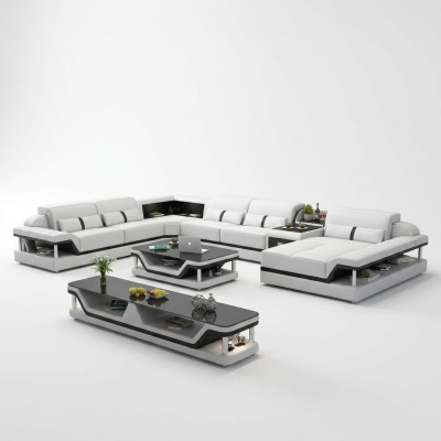 Sofa with USB Designer Living Landscape U-Shape Couch Corner Sofa Upholstery Suite New