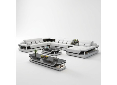 Sofa with USB Designer Living Landscape U-Shape Couch Corner Sofa Upholstery Suite New