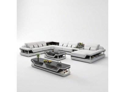 Sofa with USB Designer Living Landscape U-Shape Couch Corner Sofa Upholstery Suite New