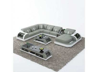 U-shaped living landscape corner sofa coffee table sideboard design living landscape 3-piece set.