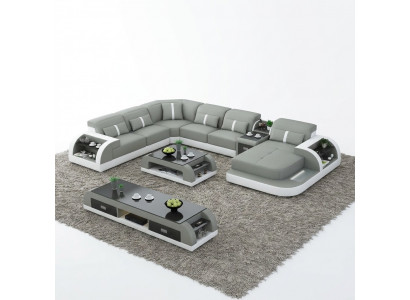 U-shaped living landscape corner sofa coffee table sideboard design living landscape 3-piece set.