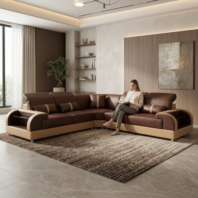 Couch corner sofa leather living landscape suite design modern sofa L-shape LED USB