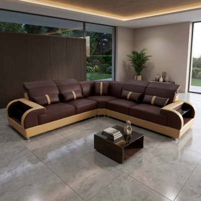 Couch corner sofa leather living landscape suite design modern sofa L-shape LED USB