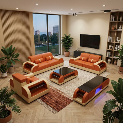 Sofa set 3 2 1 seater coffee table sideboard set design modern 5-piece.