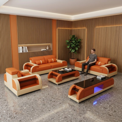 Design sofa set 3 2 1 seater coffee table 4-piece living room set USB complete