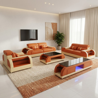 Design sofa set 3 2 1 seater coffee table 4-piece living room set USB complete
