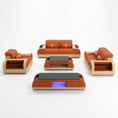 Design sofa set 3 2 1 seater coffee table 4-piece living room set USB complete