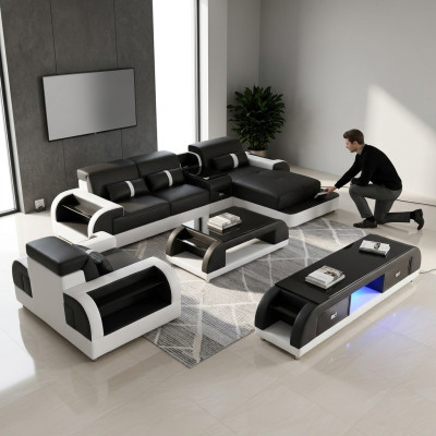 Couch corner sofa leather living landscape suite design modern sofa L-shape coffee table