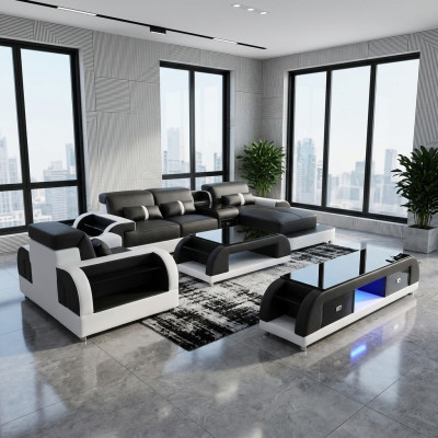 Couch corner sofa leather living landscape suite design modern sofa L-shape coffee table