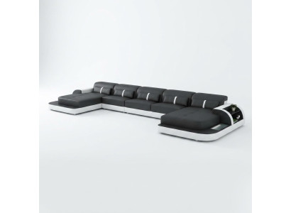 Corner sofa leather sofa with USB big U-shaped living room sofa couch set leather new