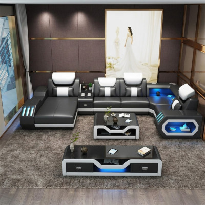 Modern design living landscape sofa corner sofa couch upholstered coffee table leather