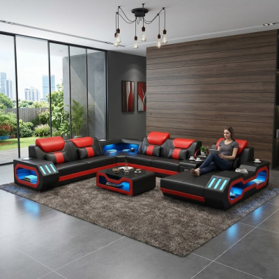 Sectional U-shaped sofa coffee table upholstery corner set corner sofa sofa upholstery seating corner