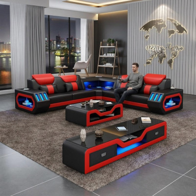 L Form Designer Living Landscape Upholstered Corner Sofa Corner Set Sofa Couch Corner LED