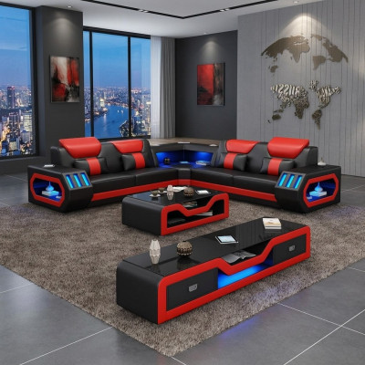 L Form Designer Living Landscape Upholstered Corner Sofa Corner Set Sofa Couch Corner LED