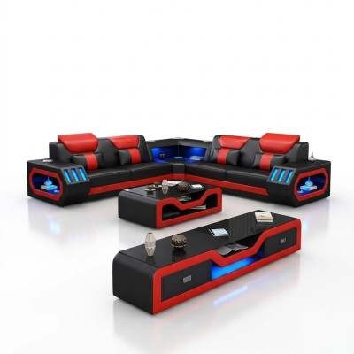 L Form Designer Living Landscape Upholstered Corner Sofa Corner Set Sofa Couch Corner LED