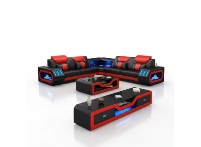 L Form Designer Living Landscape Upholstered Corner Sofa Corner Set Sofa Couch Corner LED