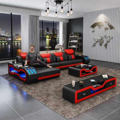 Sectional sofa in L shape + coffee table + sideboard design sectional sofa