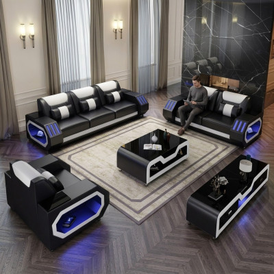 Complete set sofa suite 321 seats coffee table design living room landscape 4-piece new