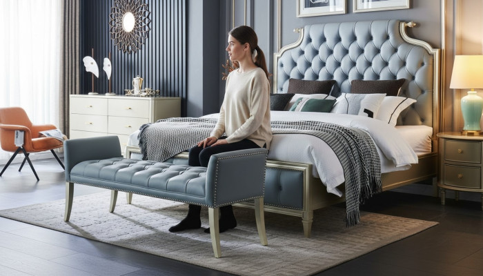 A high-quality designer bed in Chesterfield style for your bedroom