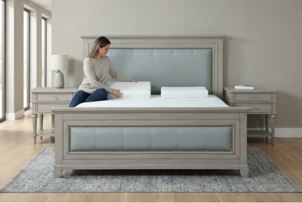 Bedroom bed nightstands 3-piece set design luxury beds wood double bed new