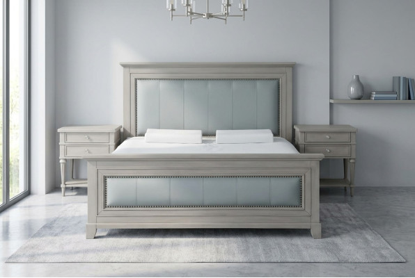 Bedroom bed nightstands 3-piece set design luxury beds wood double bed new