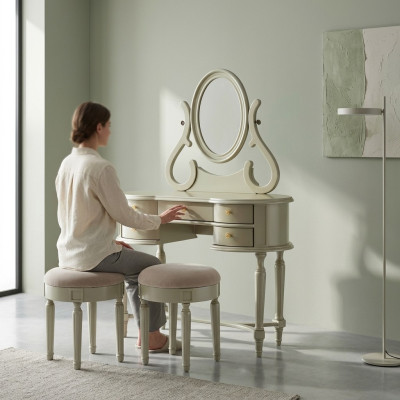 Dressing table desk vanity chest of drawers mirror shelves stool console tables