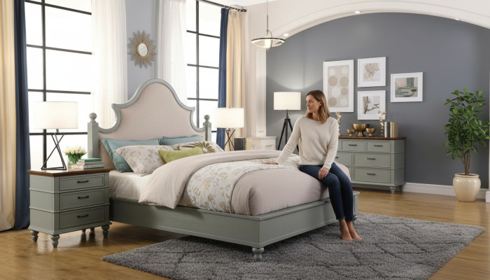 Luxury Bedroom Set Design Bed 2x Nightstands Dresser Set Beds Hotel