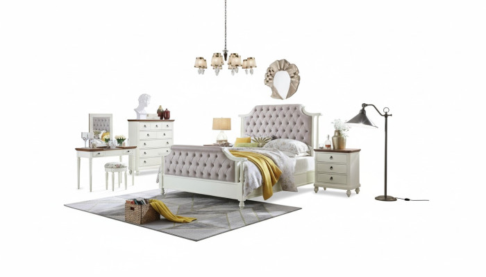 Double bed, classical beds, colonial textile beds, Chesterfield, Gründerzeit.