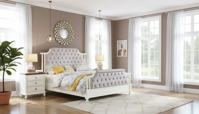 Bedroom set bed 2x bedside table 3-piece. Beds founder time luxury Chesterfield
