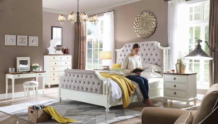 Bedroom Complete Set Royal Baroque Bed Dressing Table Nightstand 6 pcs.