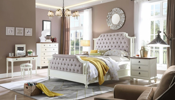 Bedroom Complete Set Royal Baroque Bed Dressing Table Nightstand 6 pcs.