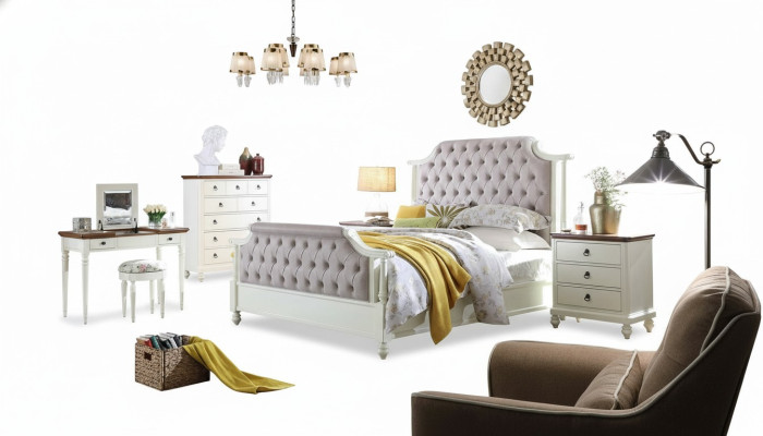 Bedroom Complete Set Royal Baroque Bed Dressing Table Nightstand 6 pcs.