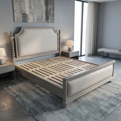 Elegant double bed with classic design and luxurious headboard