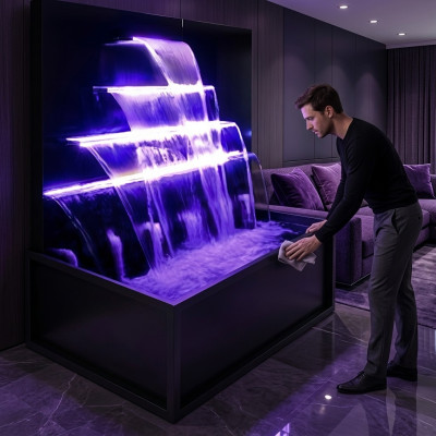 Waterfall pool installation fountain stainless steel decoration water features swimming pool