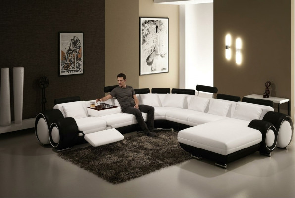 Leather Sofa with USB Couch XXL Living Landscape Leather Couch Big Sofa Corner Sofa
