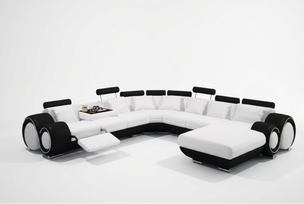 Leather Sofa with USB Couch XXL Living Landscape Leather Couch Big Sofa Corner Sofa