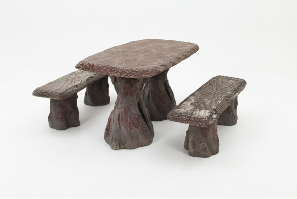 Garden table with 2 benches made of acacia wood