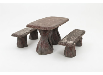 Garden table with 2 benches made of acacia wood