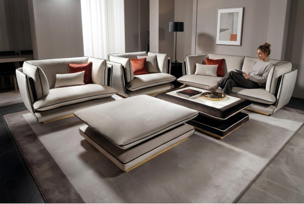 Lounge Stool Club Footstool Ottoman Pufa Textile Ottoman Designer arredoclassic