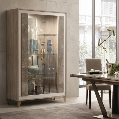Sideboard Luxury Display Cabinet Glass Cupboard Modern Style Italian Furniture