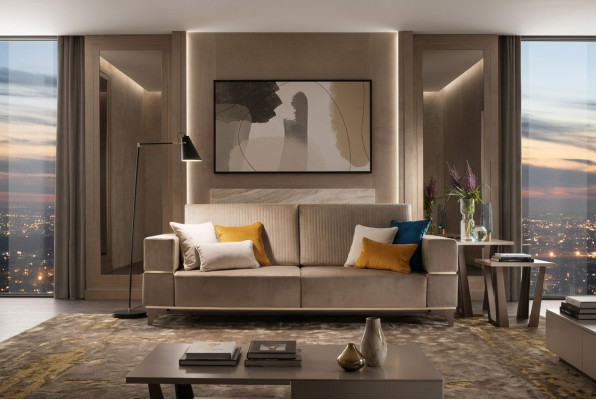 3-seater sofa couch modern luxury upholstered seat sofas textile beige arredoclassic