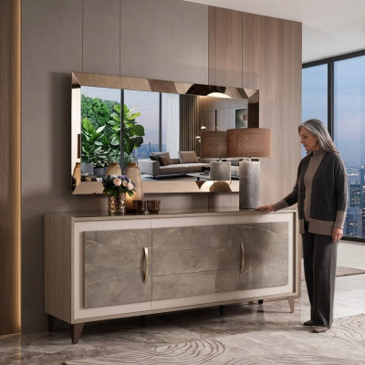 arredoclassic Dresser Sideboard Low Board Cabinet Living Room Shelf Luxury