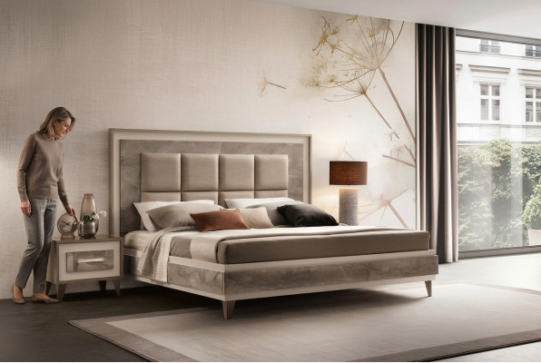 Bedroom 3-piece set: Bed, 2 Nightstand Consoles, Hotel Beds, ArredoClassic