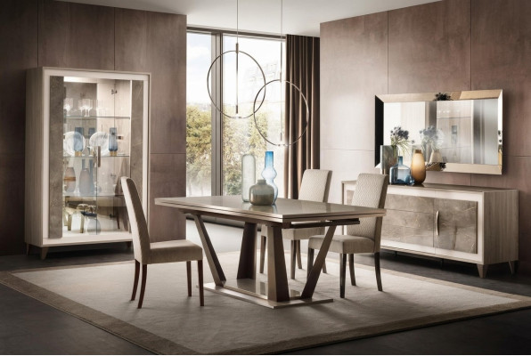 Dining Room Set Suite Dining Table Display Cabinet Sideboard Mirror 4-piece Set arredoclassic