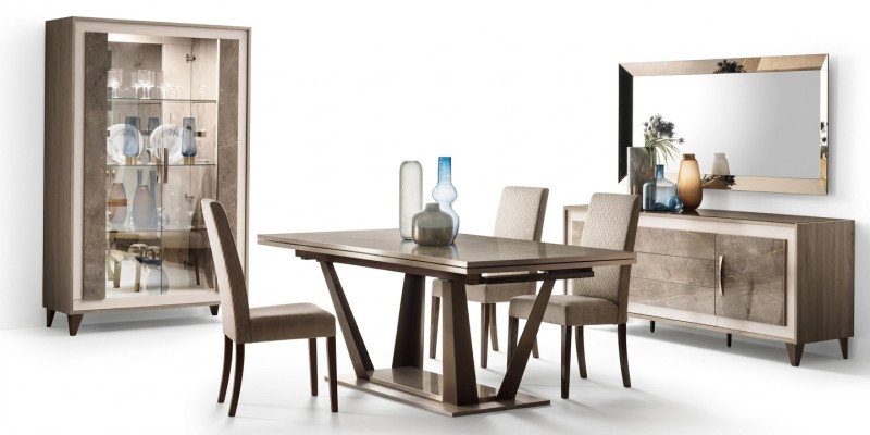 Dining Room Set Suite Dining Table Display Cabinet Sideboard Mirror 4-piece Set arredoclassic