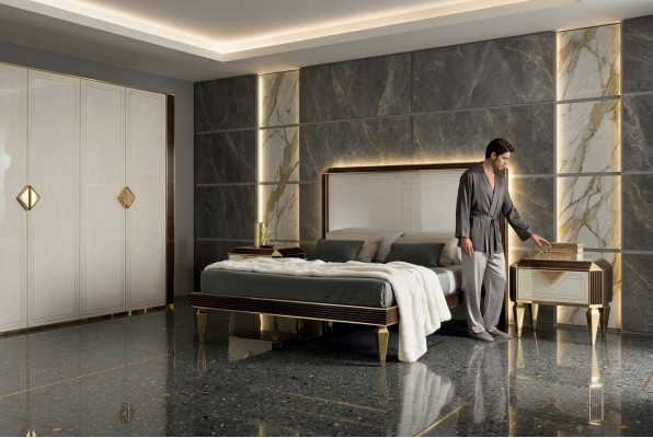 Bed 2x Nightstand 3-piece Bedroom Luxury Beds 180x200 Room arredoclassic